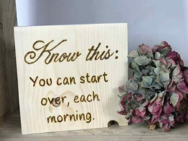 know this, you can start over, each morning.