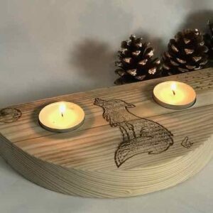 wolf and moon candle